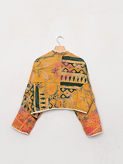 The Kaira Cropped Suzani Quilted Kantha Jacket