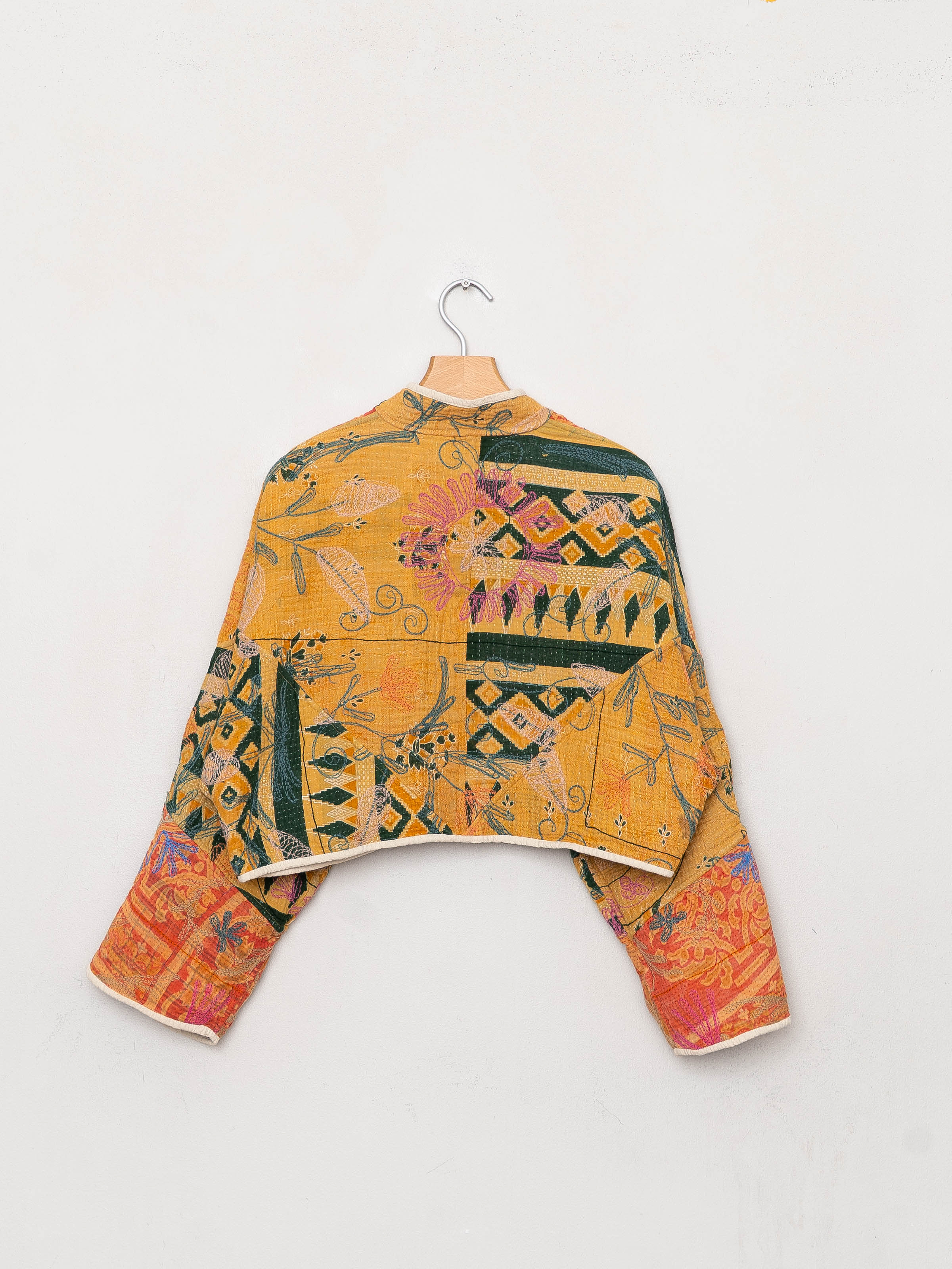 The Kaira Cropped Suzani Quilted Kantha Jacket