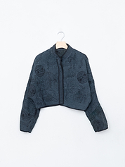 The Kaira Cropped Suzani Quilted Kantha Jacket