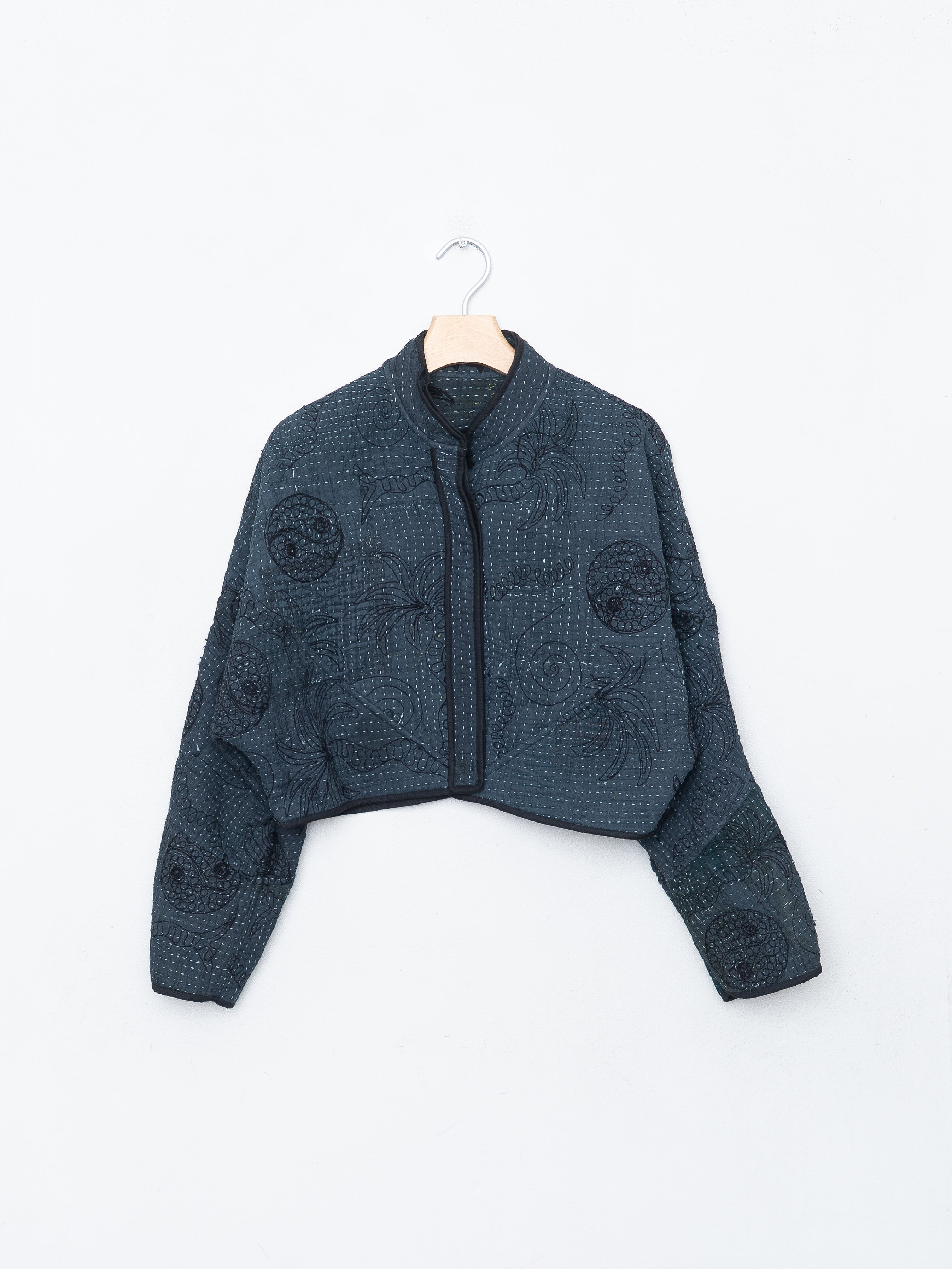 The Kaira Cropped Suzani Quilted Kantha Jacket