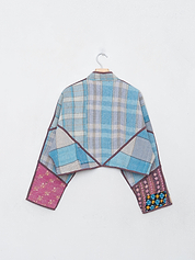 The Kaira Cropped Quilted Patchwork Kantha Jacket