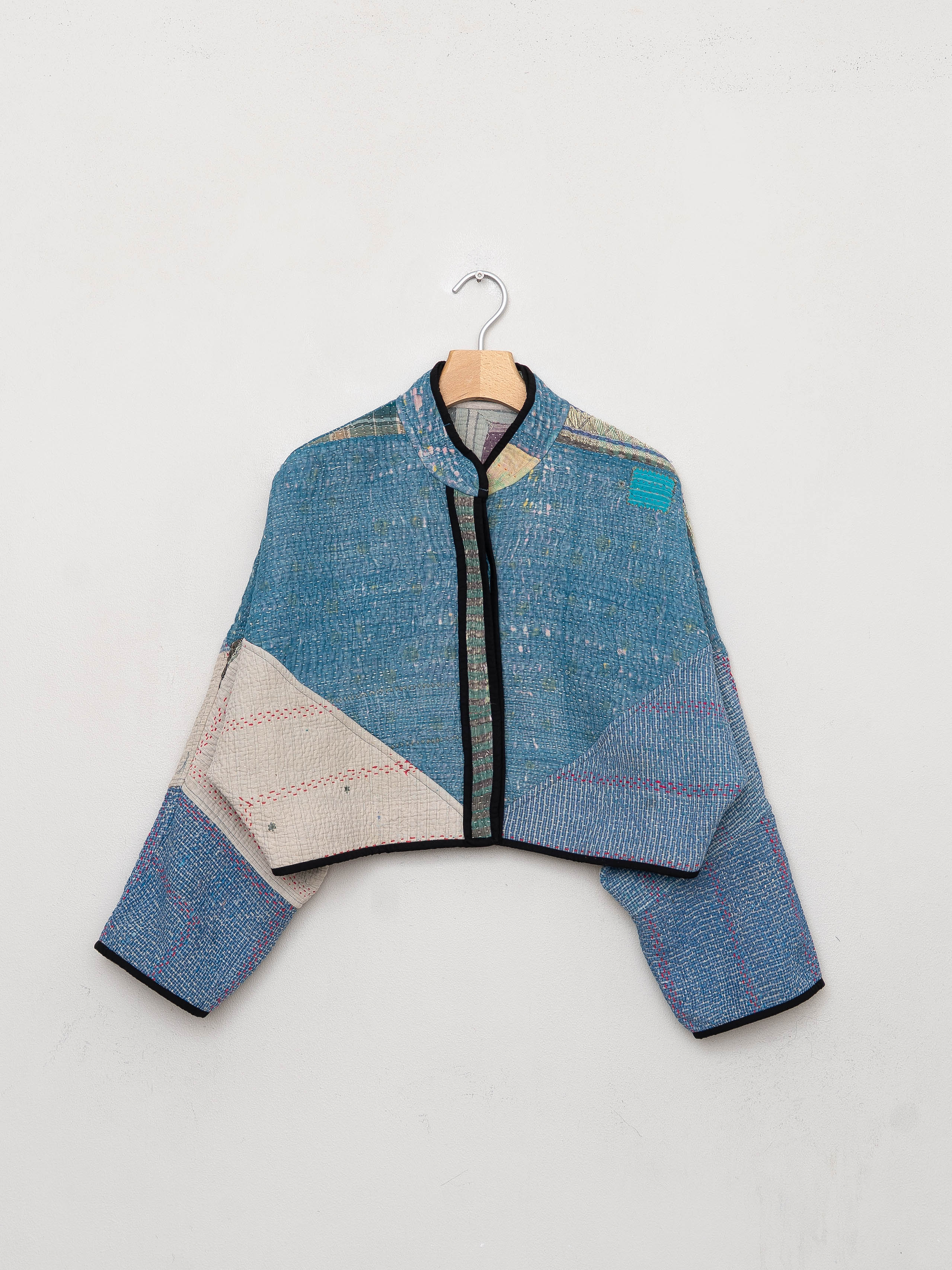 The Kaira Cropped Quilted Patchwork Kantha Jacket