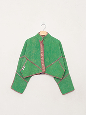 The Kaira Cropped Quilted Patchwork Kantha Jacket