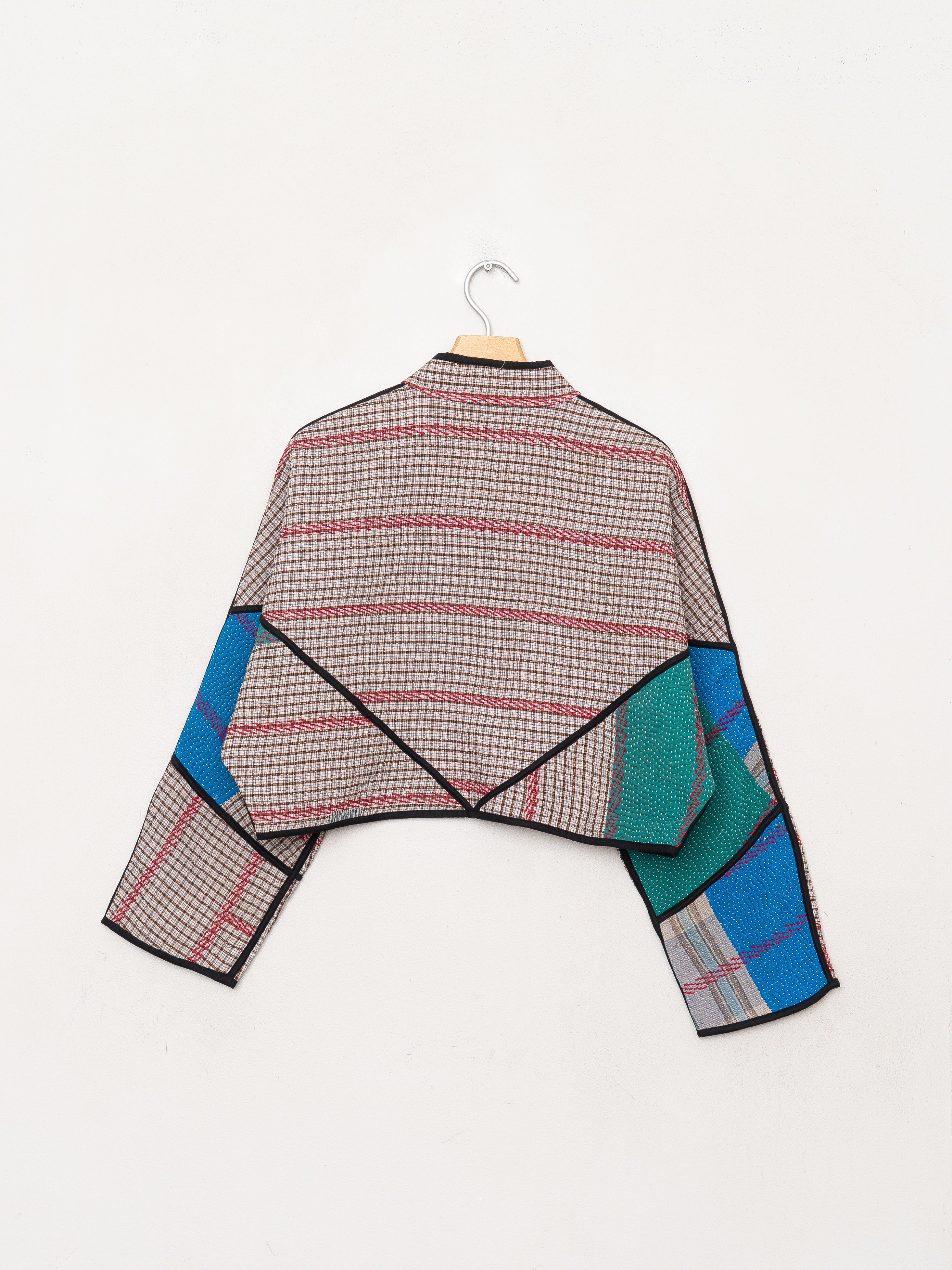 The Kaira Cropped Quilted Patchwork Kantha Jacket