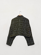 The Kaira Cropped Quilted Indigo Kantha Jacket