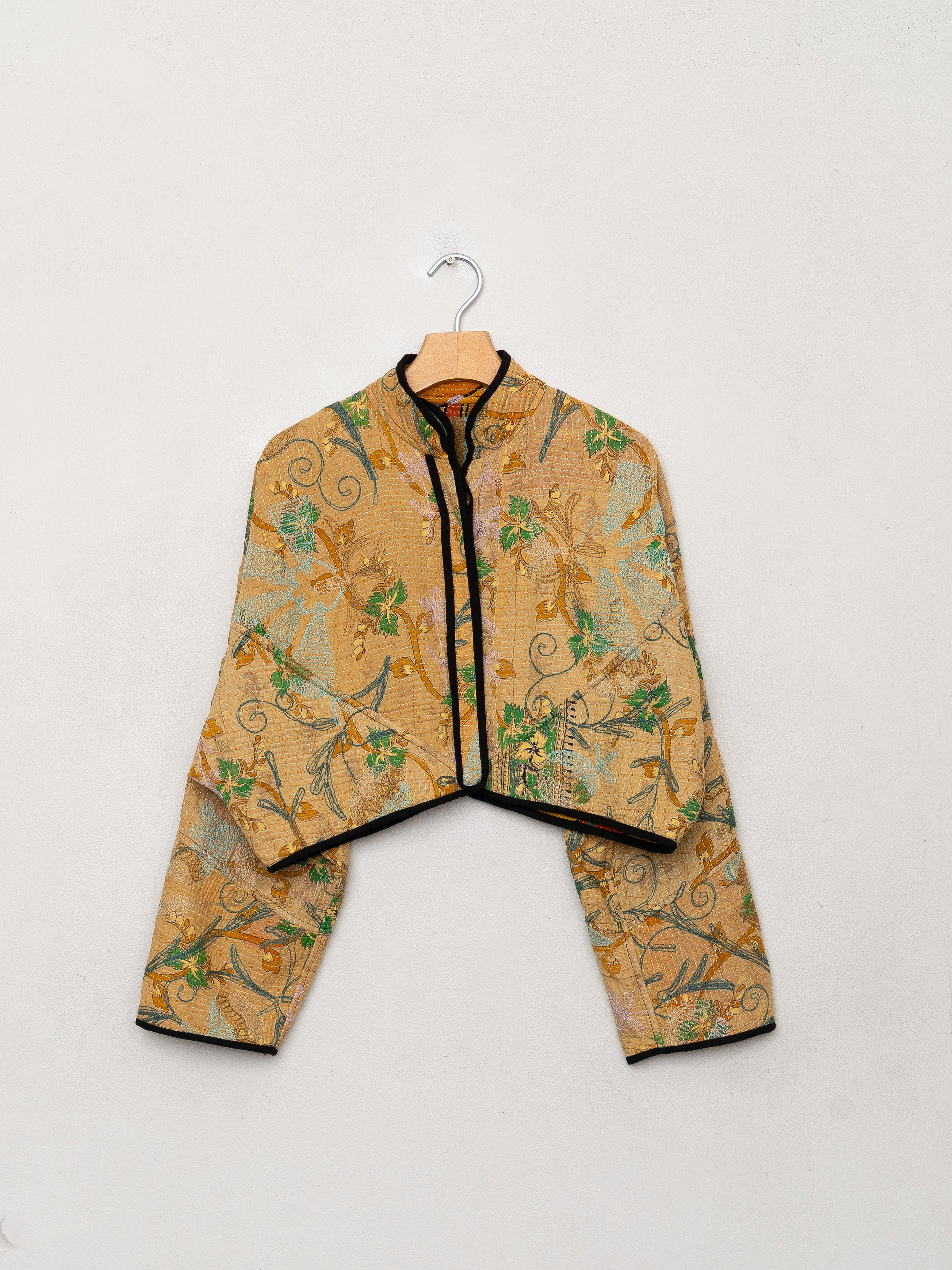 The Kaira Cropped Suzani Quilted Kantha Jacket