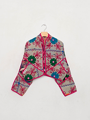 The Kaira Cropped Suzani Quilted Kantha Jacket