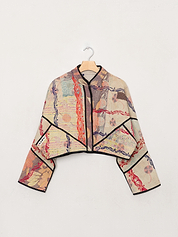 The Kaira Cropped Quilted Patchwork Kantha Jacket