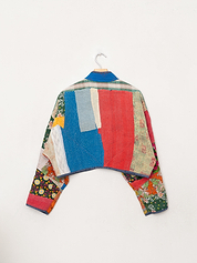 The Kaira Cropped Quilted Patchwork Kantha Jacket