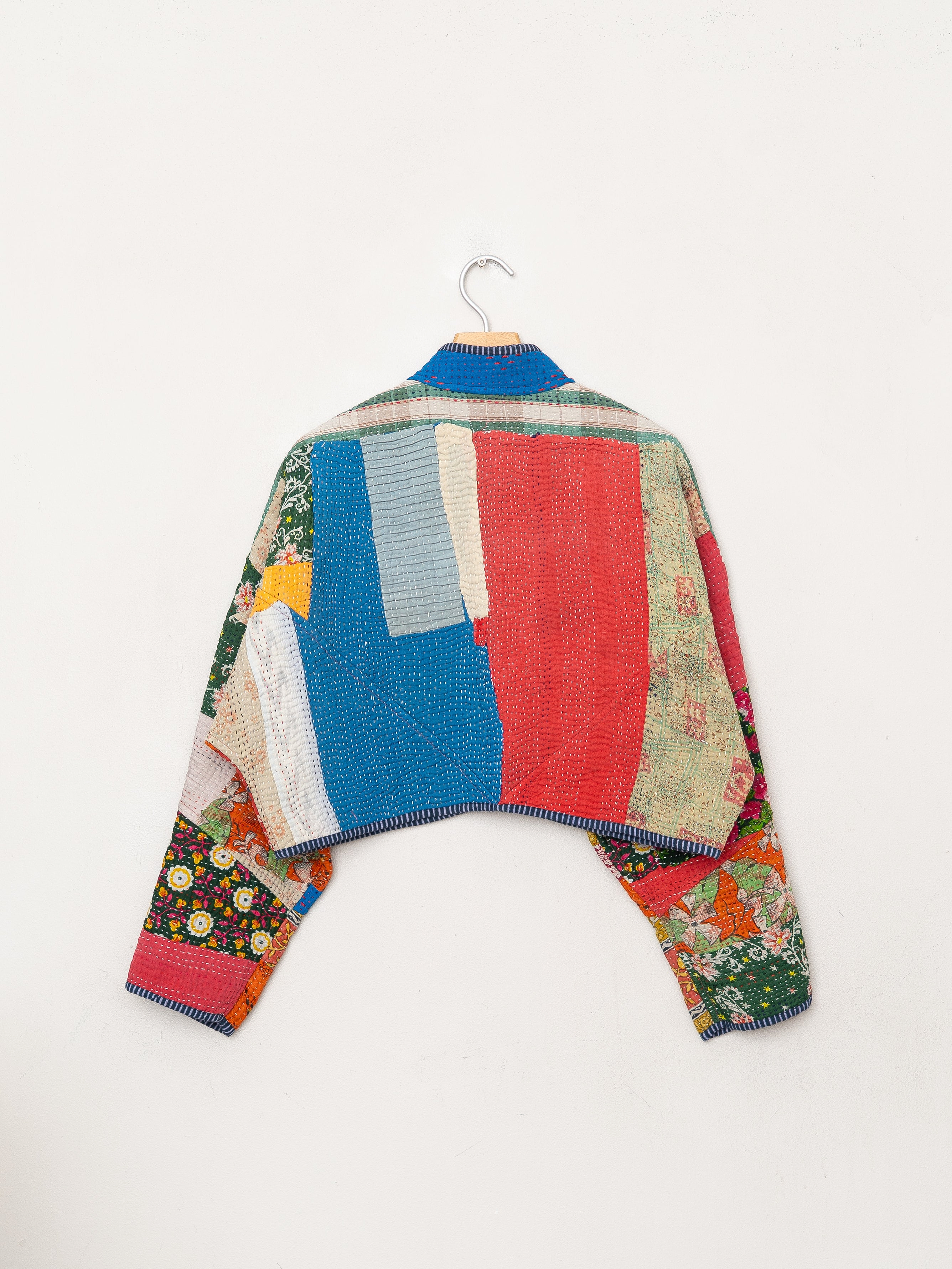 The Kaira Cropped Quilted Patchwork Kantha Jacket