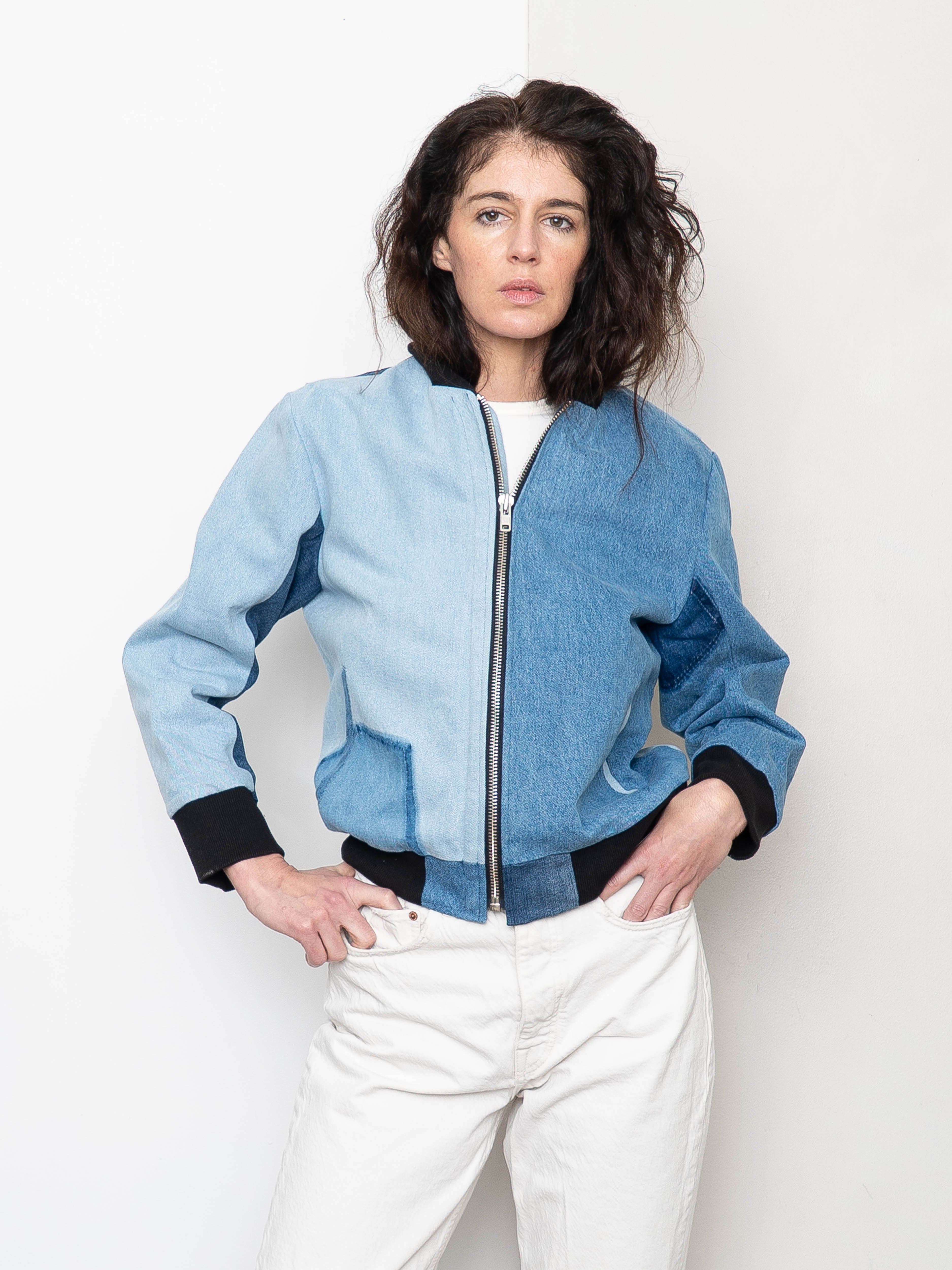 The Veda Denim Bomber Jacket - Small
