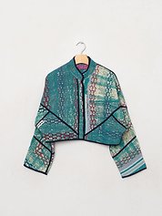 The Kaira Cropped Quilted Patchwork Kantha Jacket