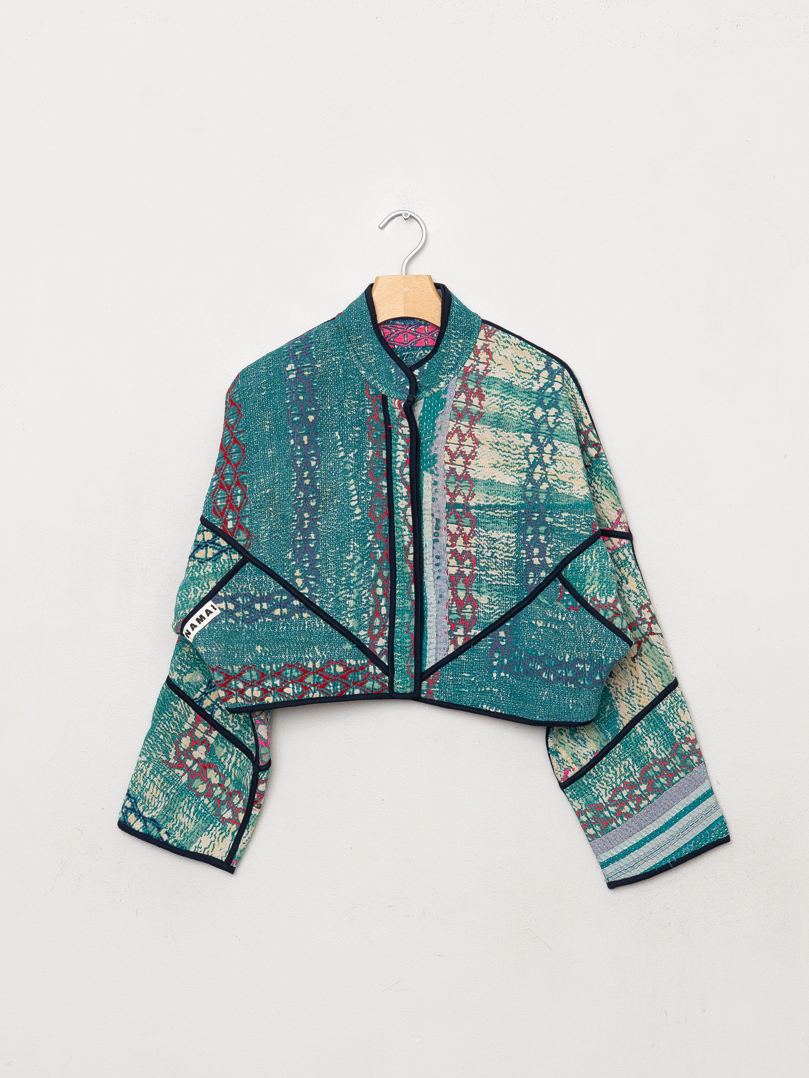The Kaira Cropped Quilted Patchwork Kantha Jacket