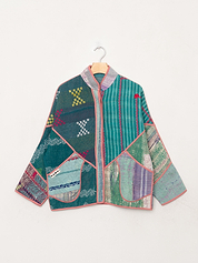 The Ladhiya Petite Quilted Patchwork Kantha Jacket