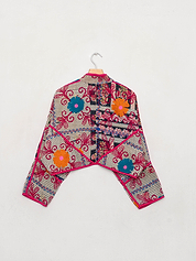 The Kaira Cropped Suzani Quilted Kantha Jacket