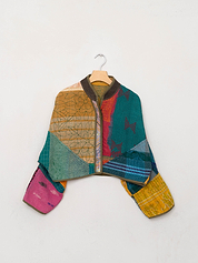 The Kaira Cropped Suzani Quilted Kantha Jacket