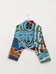 The Kaira Cropped Suzani Quilted Kantha Jacket