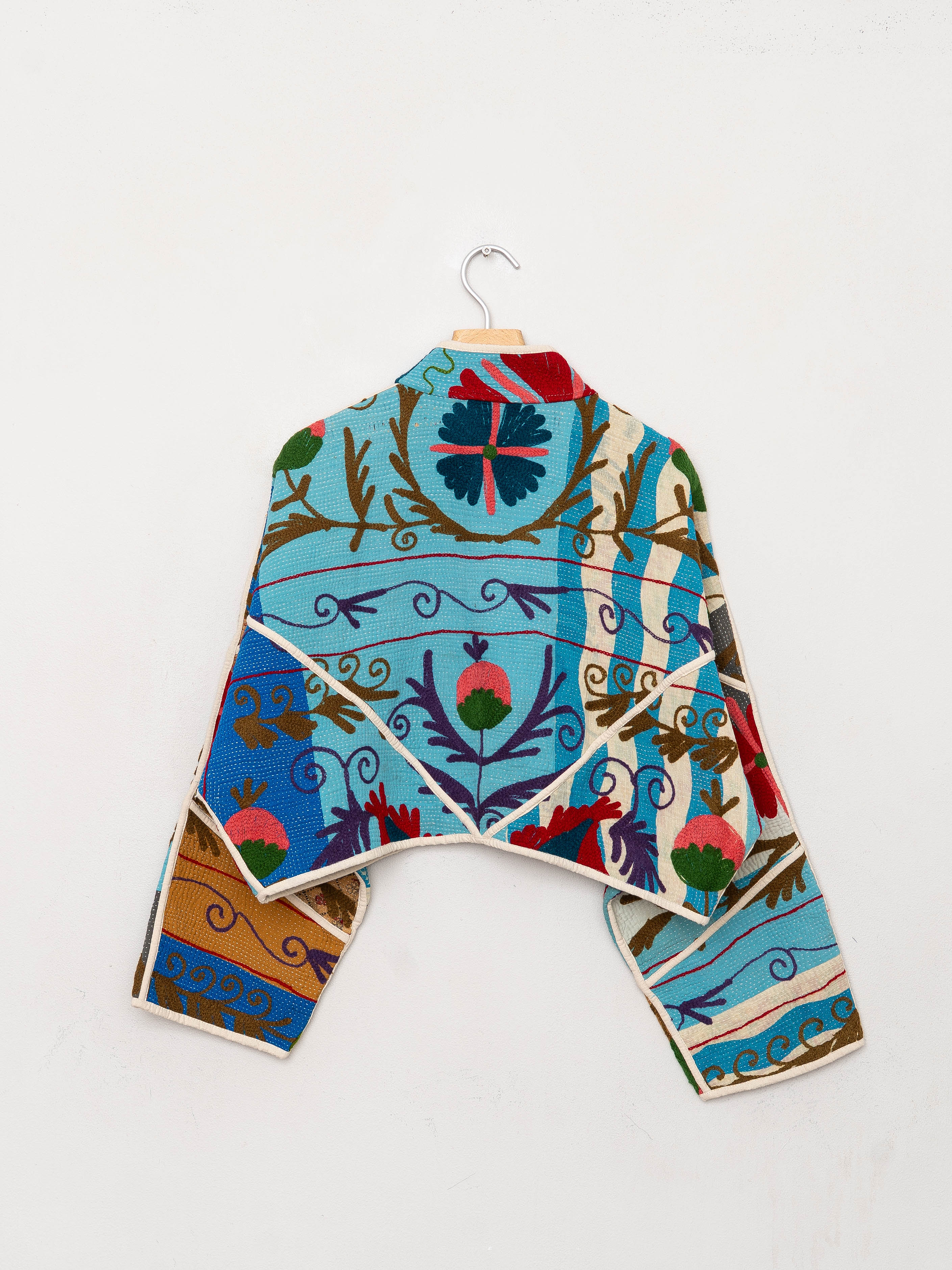 The Kaira Cropped Suzani Quilted Kantha Jacket