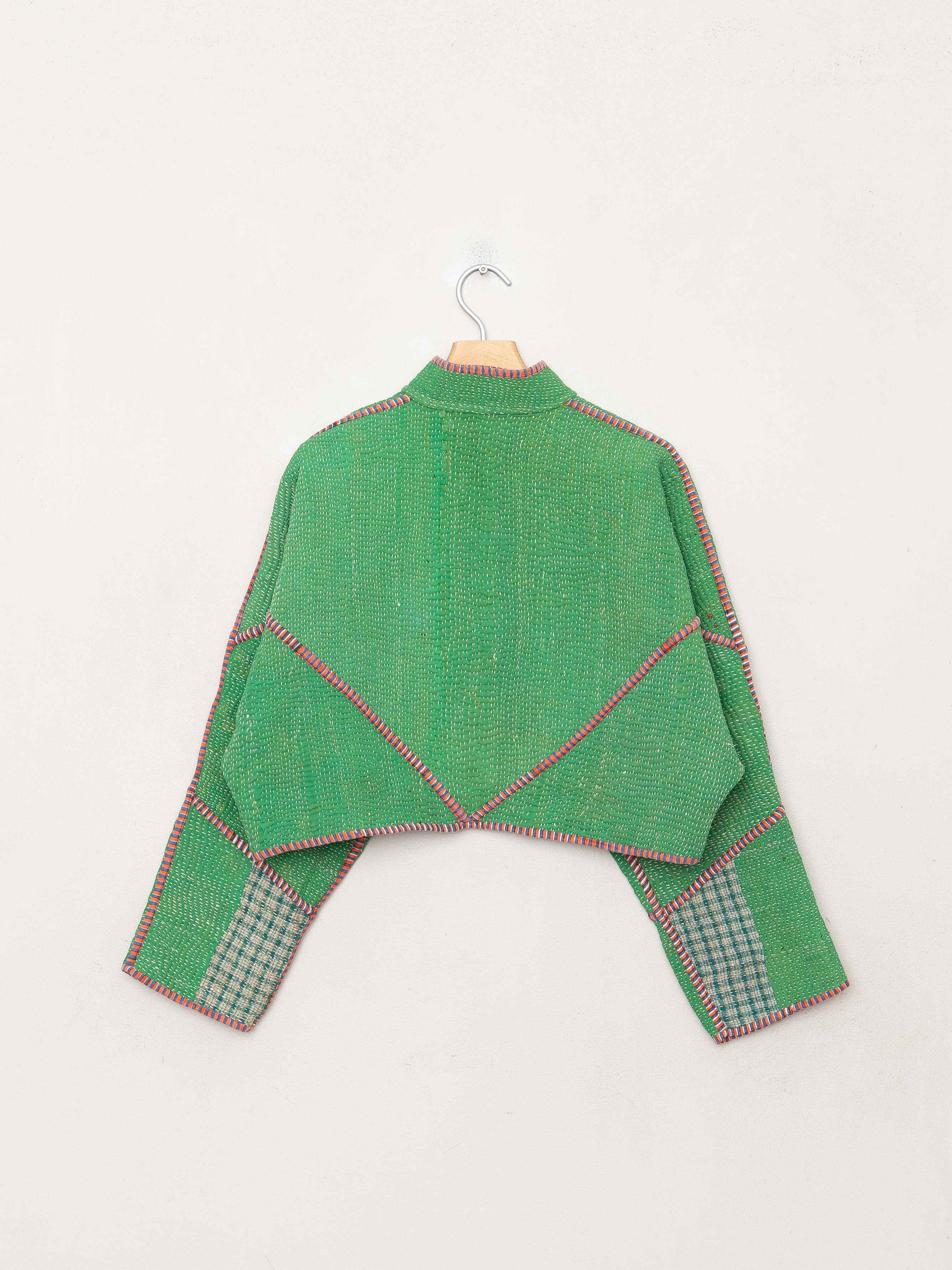 The Kaira Cropped Quilted Patchwork Kantha Jacket