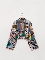 The Kaira Cropped Suzani Quilted Kantha Jacket