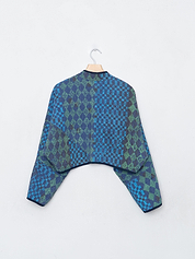 The Kaira Cropped Quilted Indigo Kantha Jacket