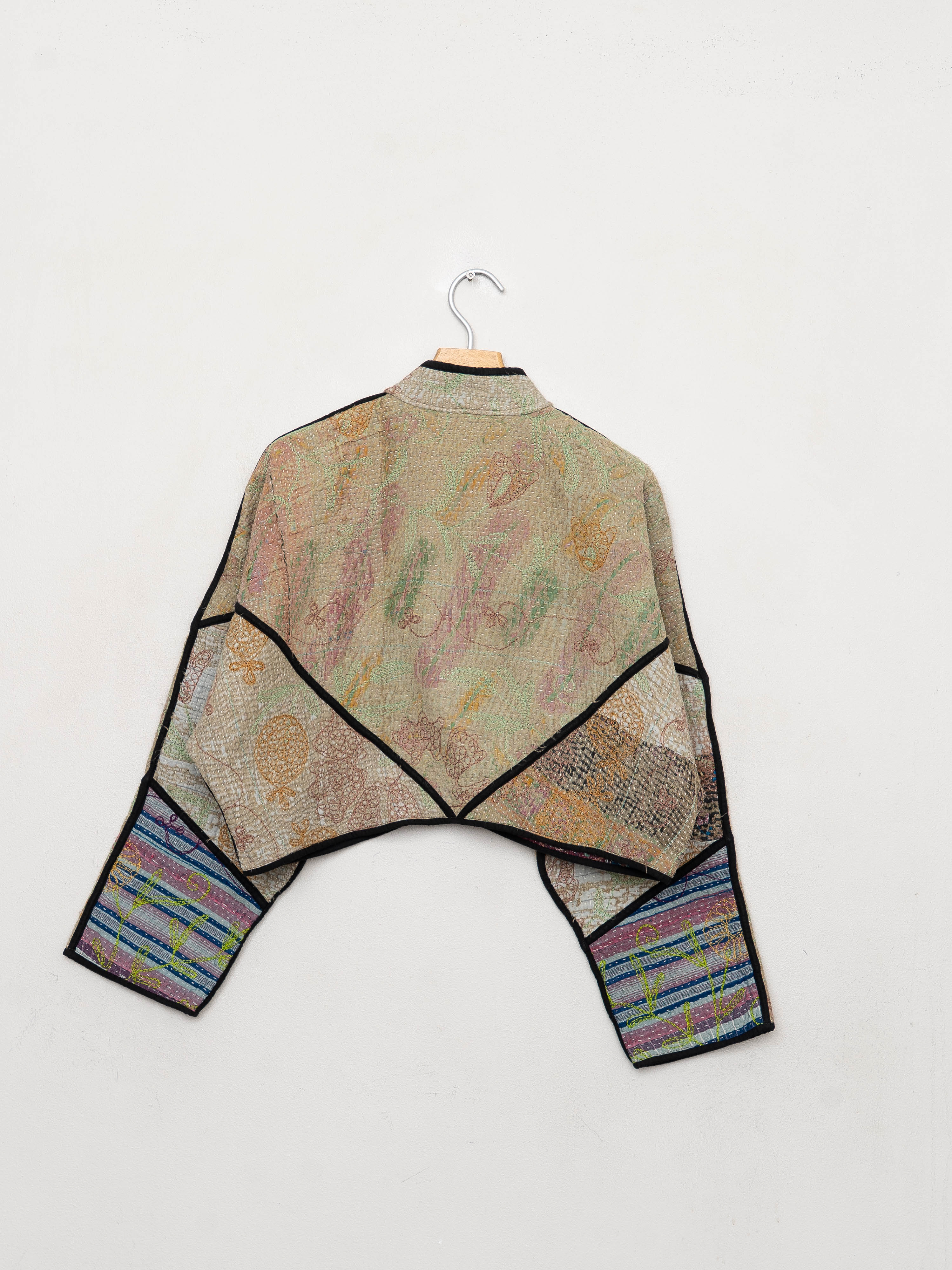 The Kaira Cropped Suzani Quilted Kantha Jacket