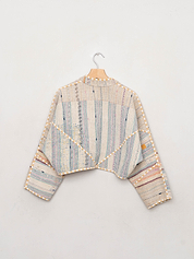 The Kaira Cropped Quilted Patchwork Kantha Jacket