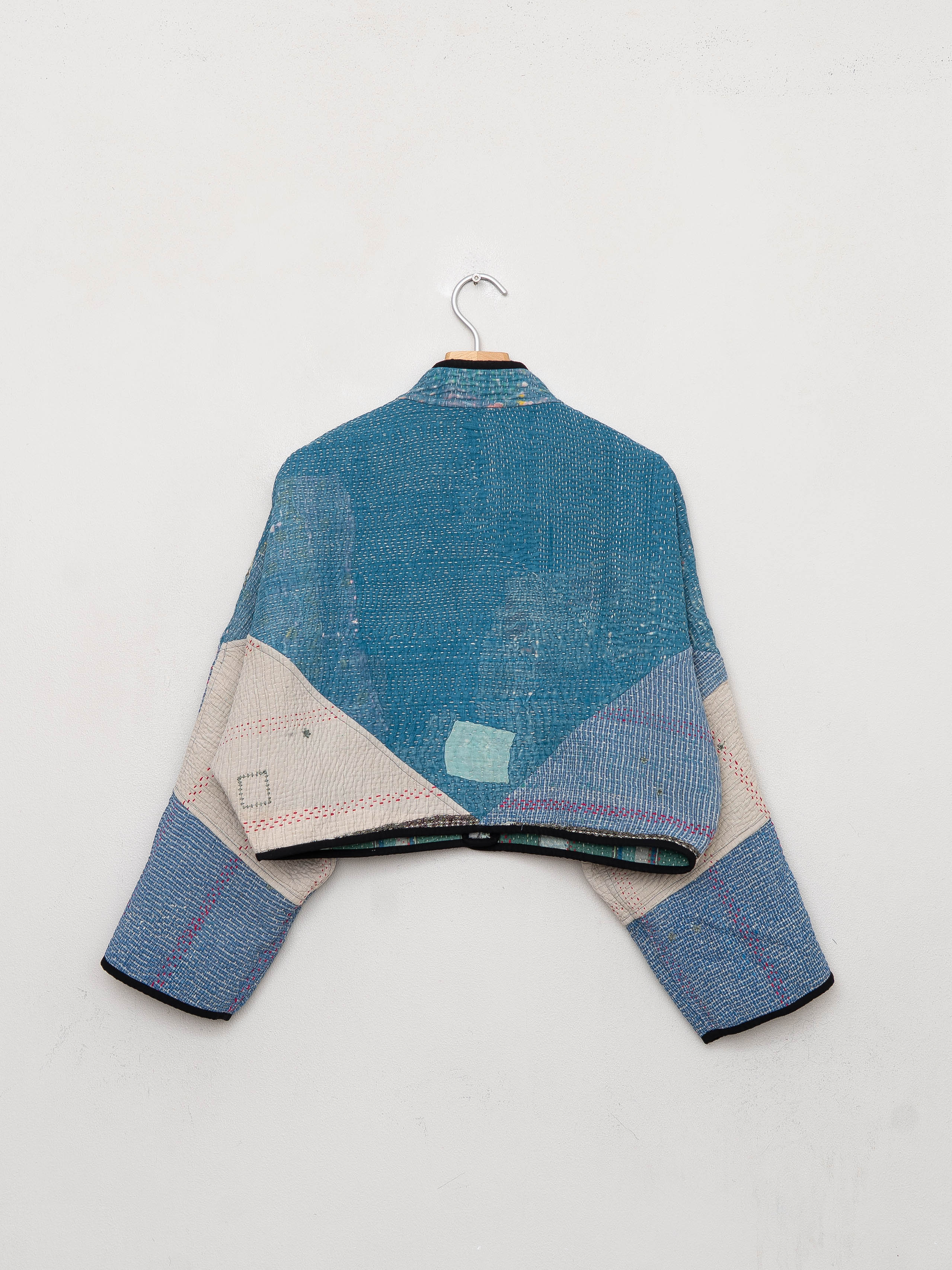 The Kaira Cropped Quilted Patchwork Kantha Jacket
