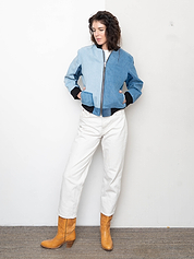 The Veda Denim Bomber Jacket - Small