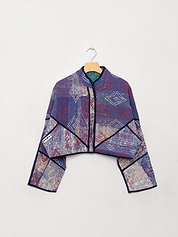 The Kaira Cropped Quilted Patchwork Kantha Jacket