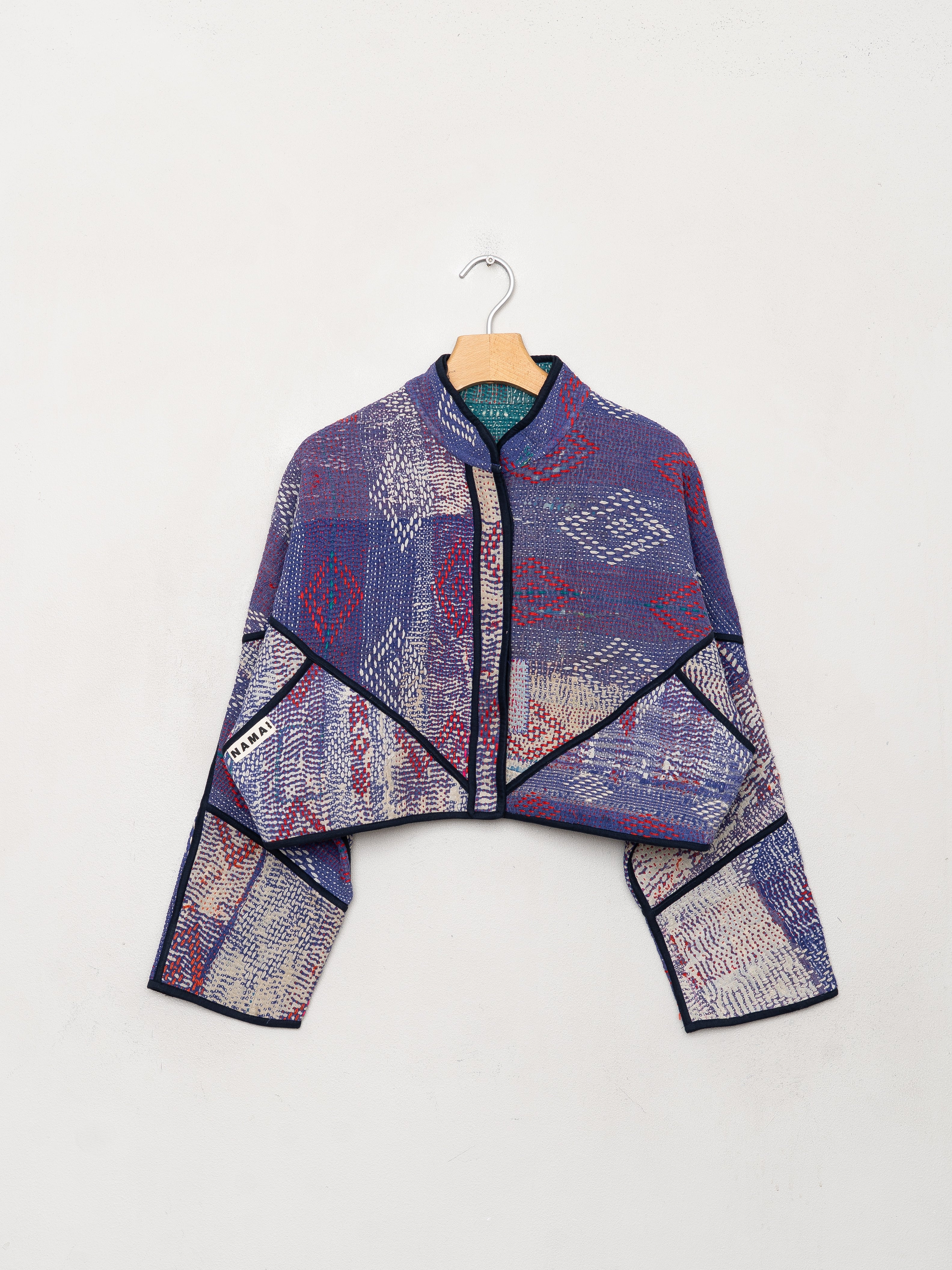 The Kaira Cropped Quilted Patchwork Kantha Jacket