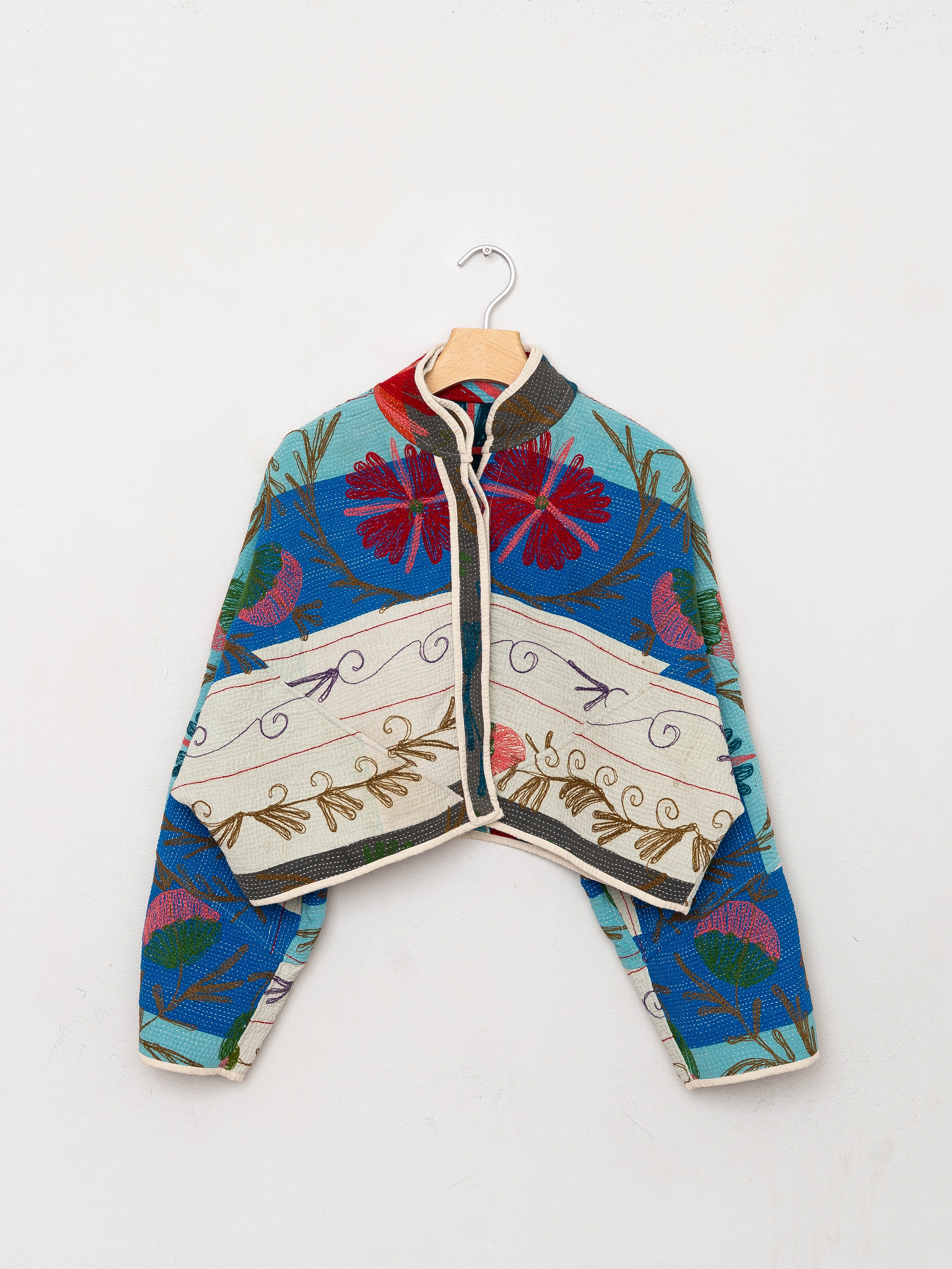 The Kaira Cropped Suzani Quilted Kantha Jacket