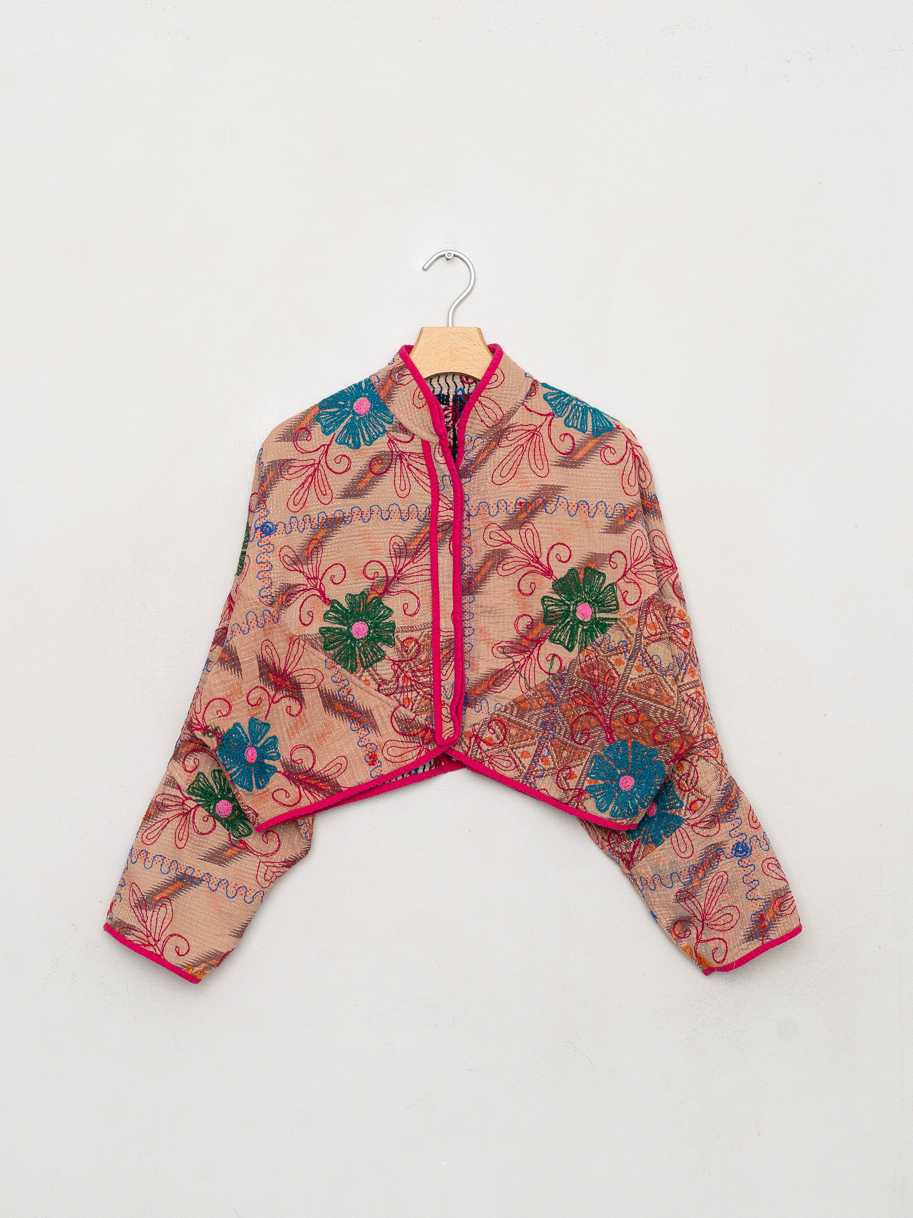 The Kaira Cropped Suzani Quilted Kantha Jacket