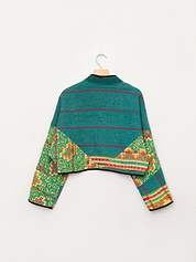 The Kaira Cropped Quilted Patchwork Kantha Jacket