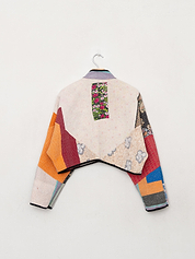 The Kaira Cropped Quilted Patchwork Kantha Jacket