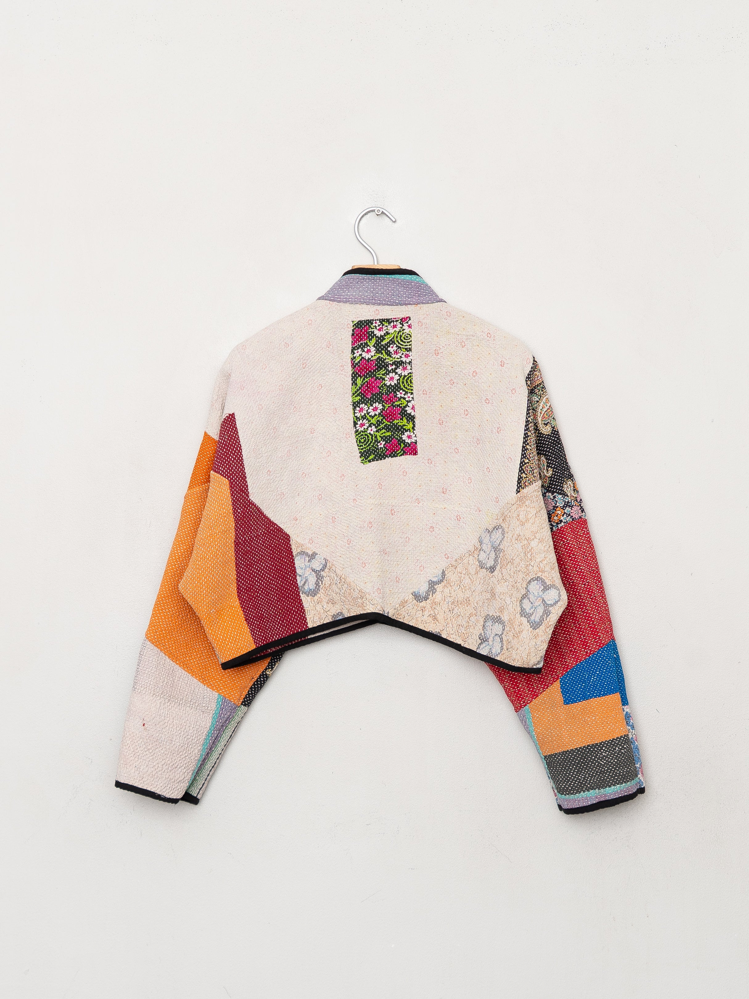 The Kaira Cropped Quilted Patchwork Kantha Jacket