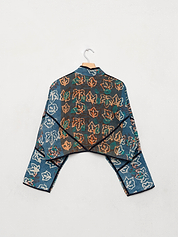 The Kaira Cropped Quilted Indigo Kantha Jacket