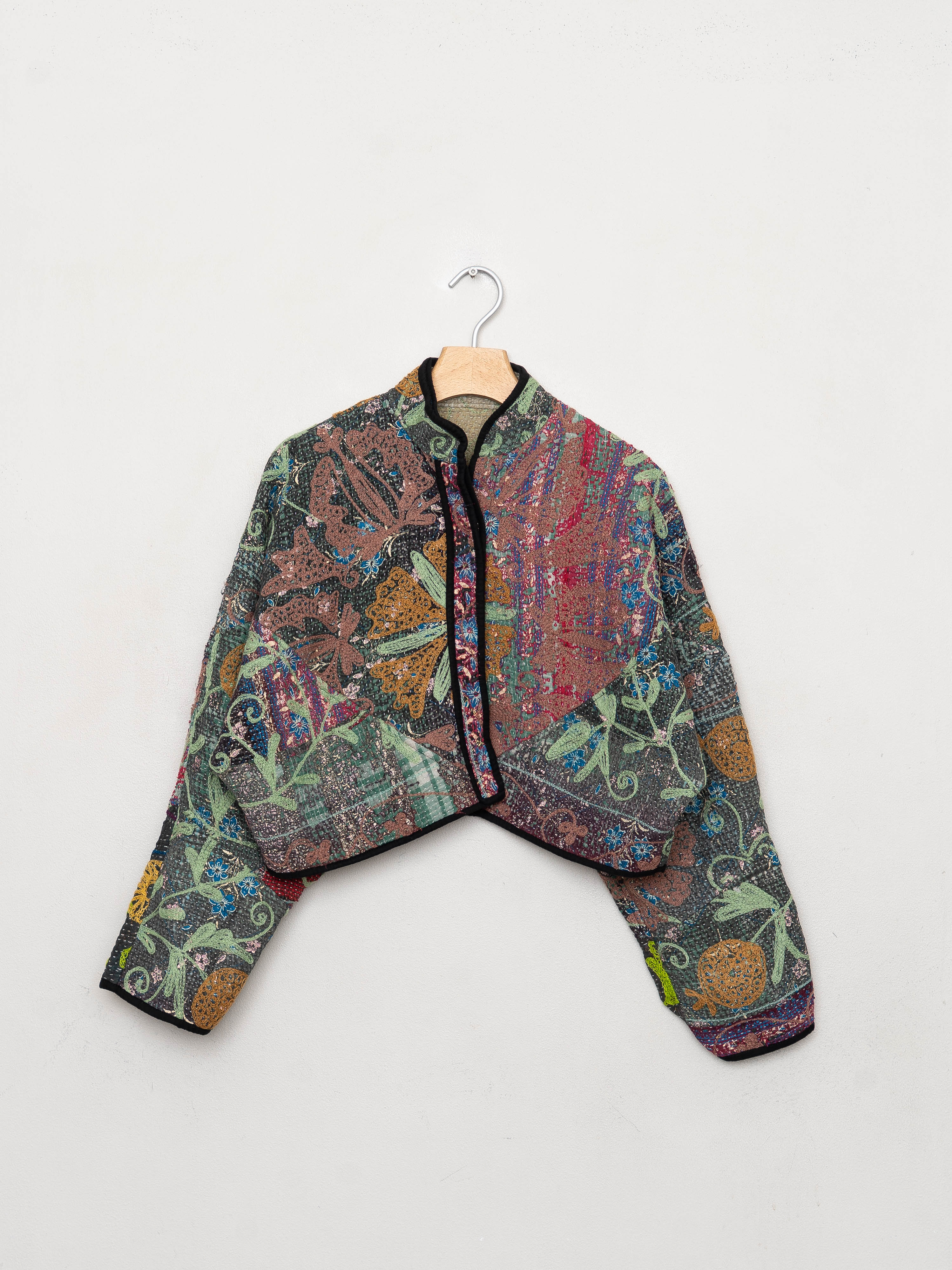 The Kaira Cropped Suzani Quilted Kantha Jacket