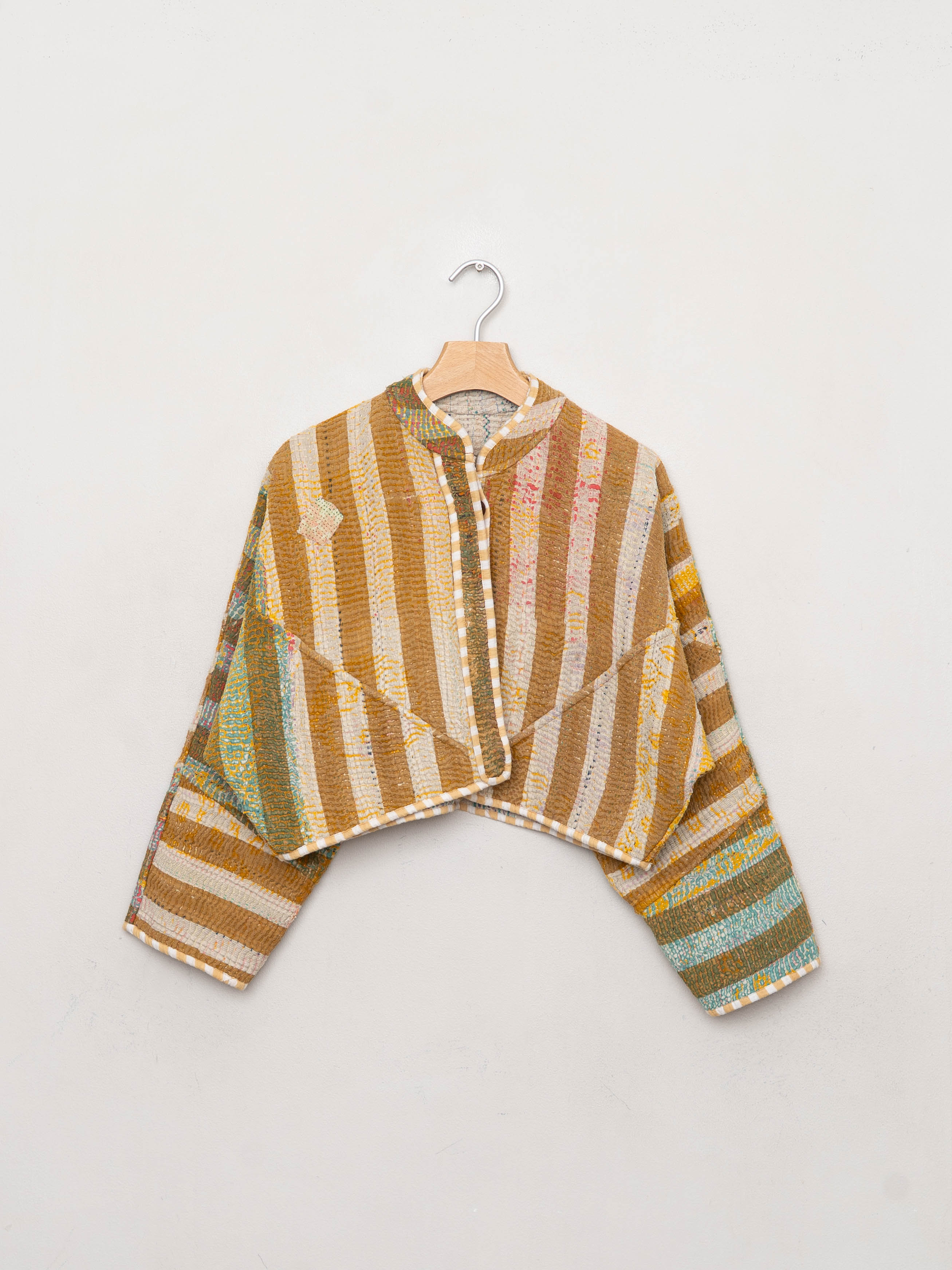 The Kaira Cropped Quilted Patchwork Kantha Jacket