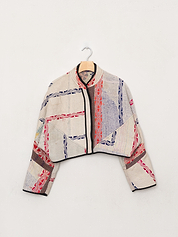 The Kaira Cropped Quilted Patchwork Kantha Jacket