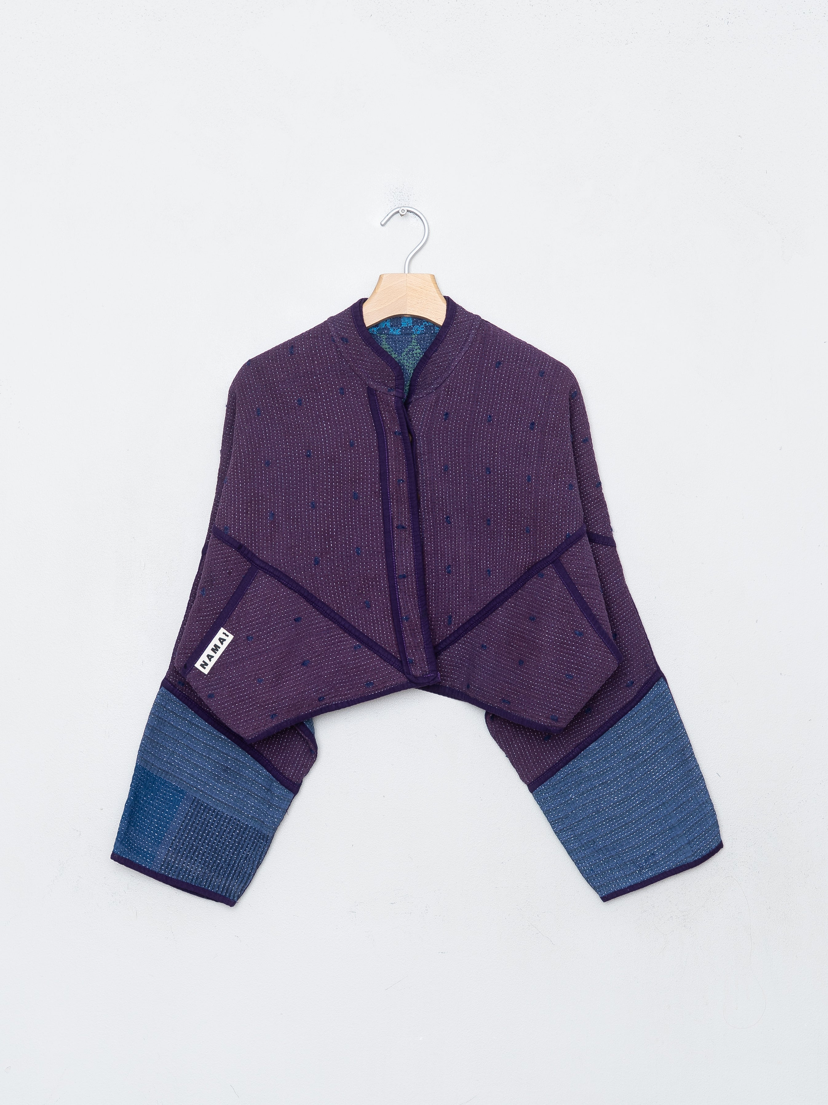 The Kaira Cropped Quilted Indigo Kantha Jacket