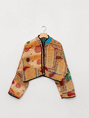The Kaira Cropped Suzani Quilted Kantha Jacket