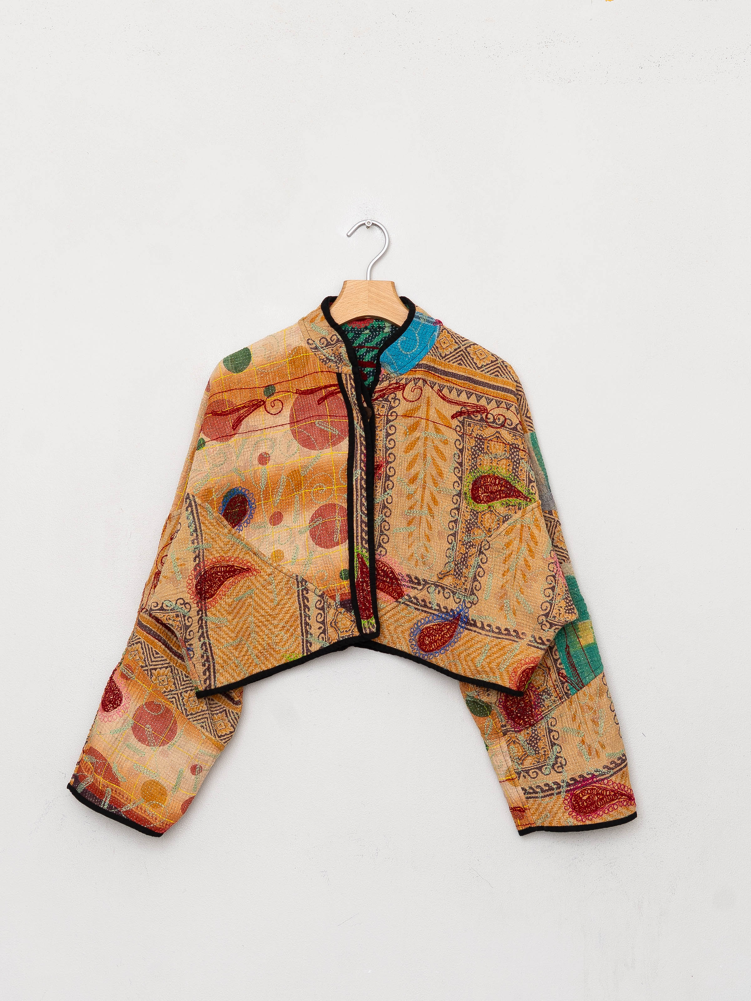 The Kaira Cropped Suzani Quilted Kantha Jacket