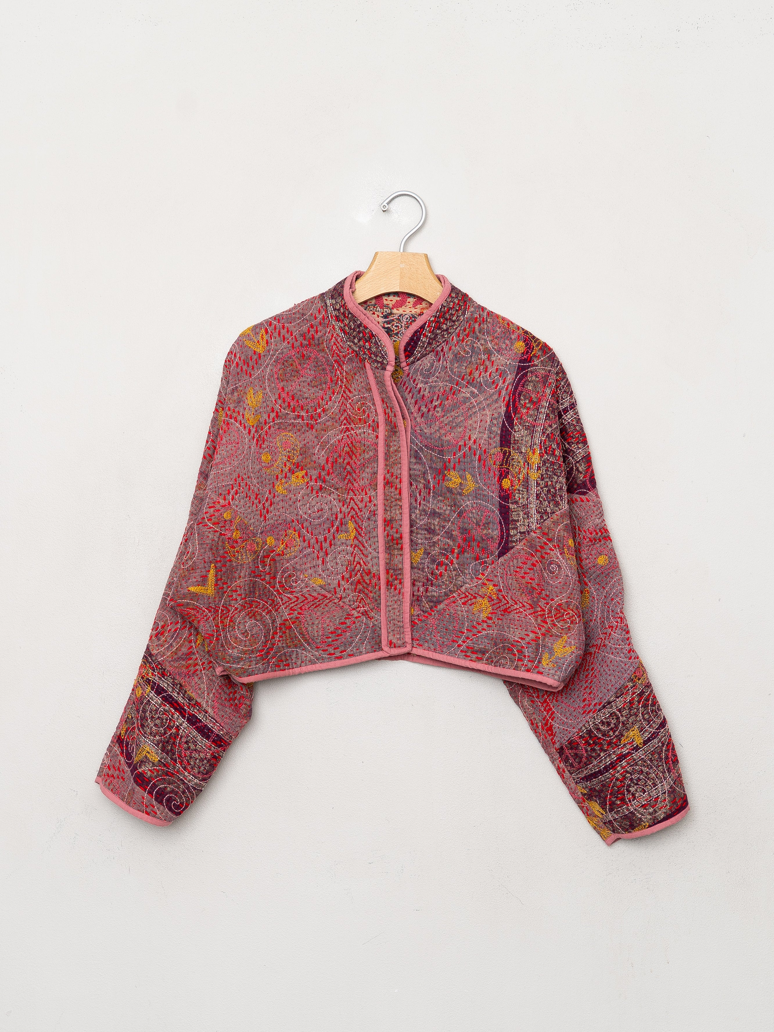 The Kaira Cropped Suzani Quilted Kantha Jacket