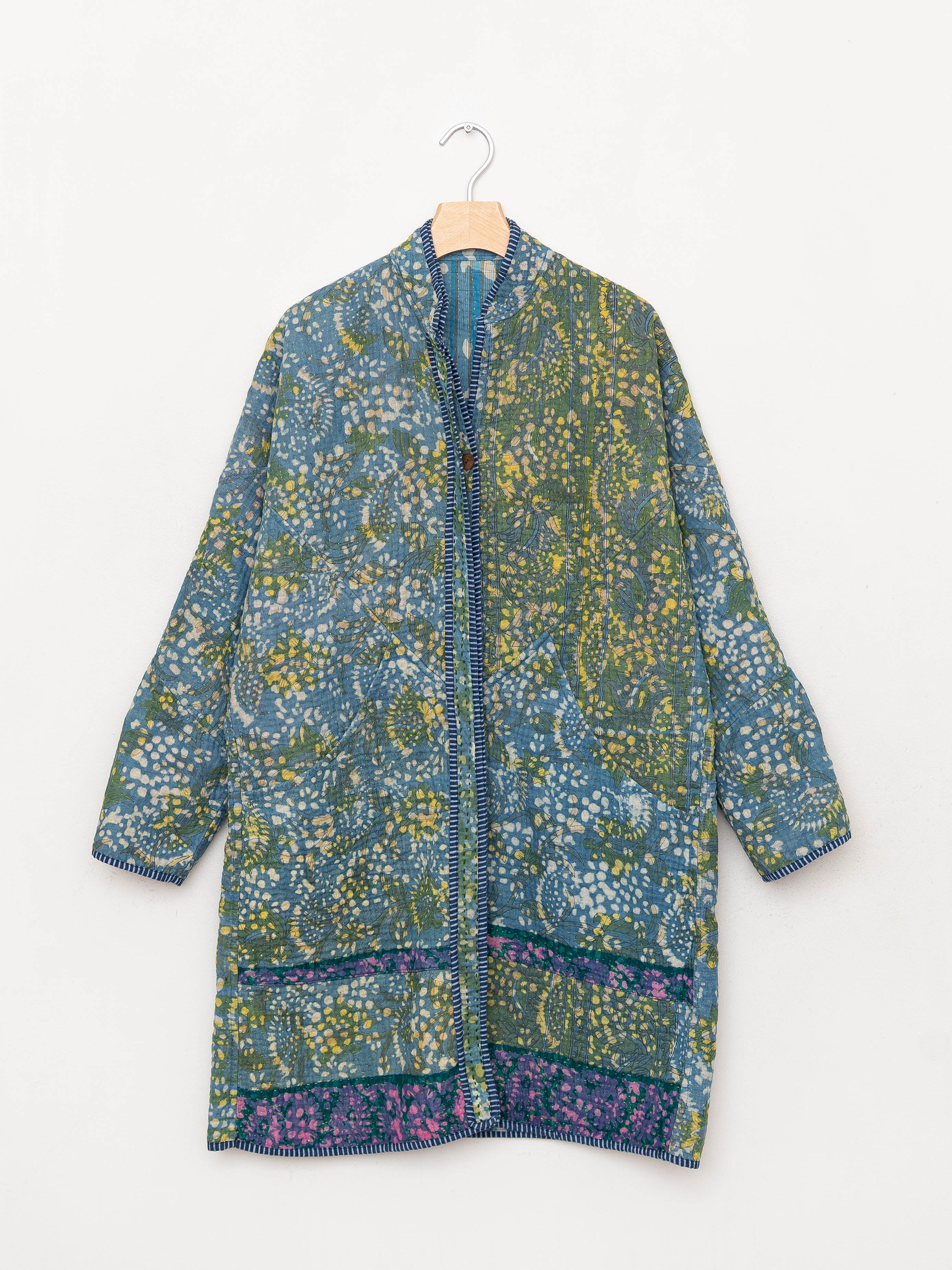 The Sai Quilted Indigo Kantha Coat