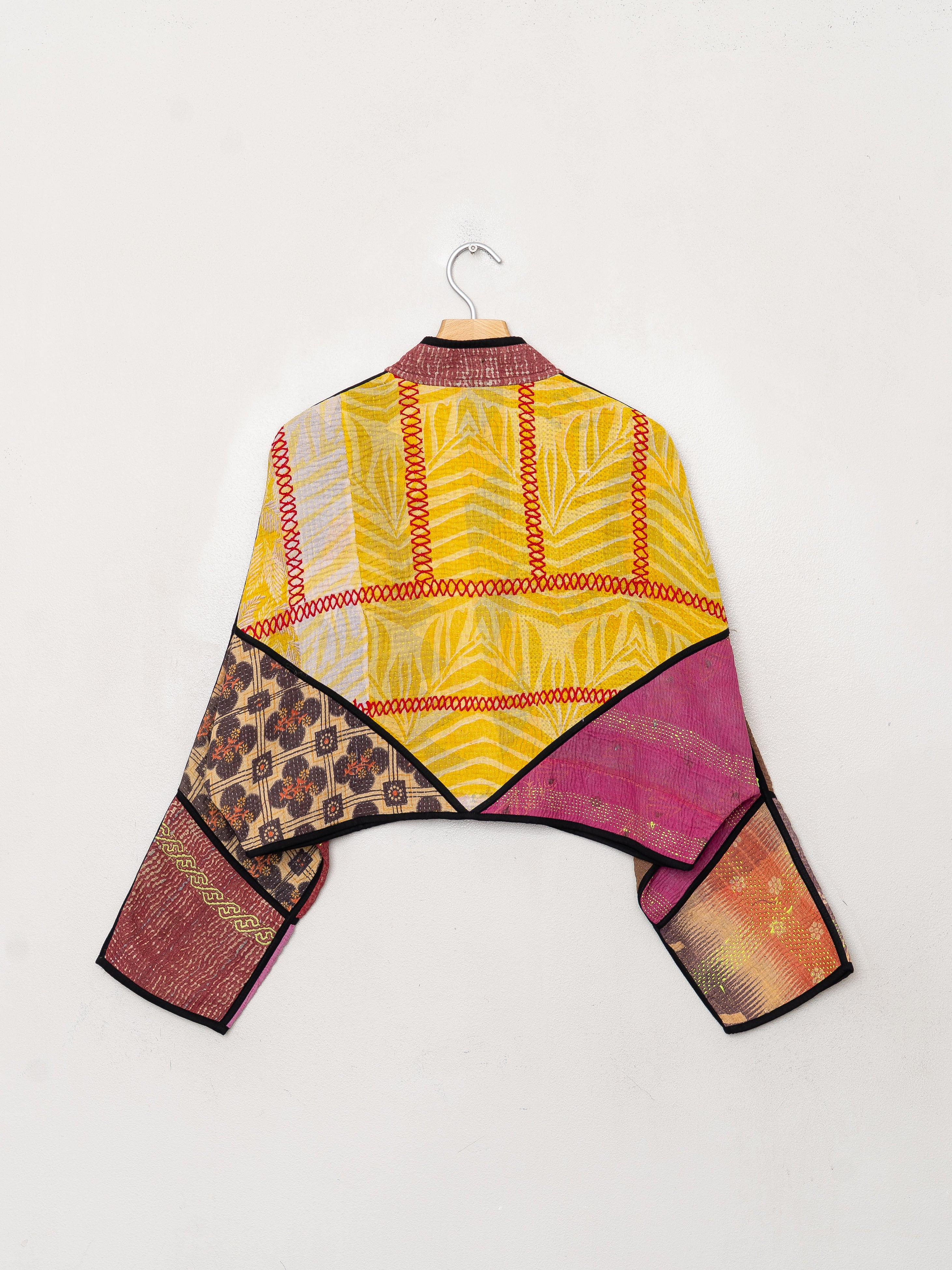 The Kaira Cropped Quilted Patchwork Kantha Jacket