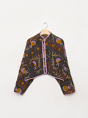 The Kaira Cropped Suzani Quilted Kantha Jacket