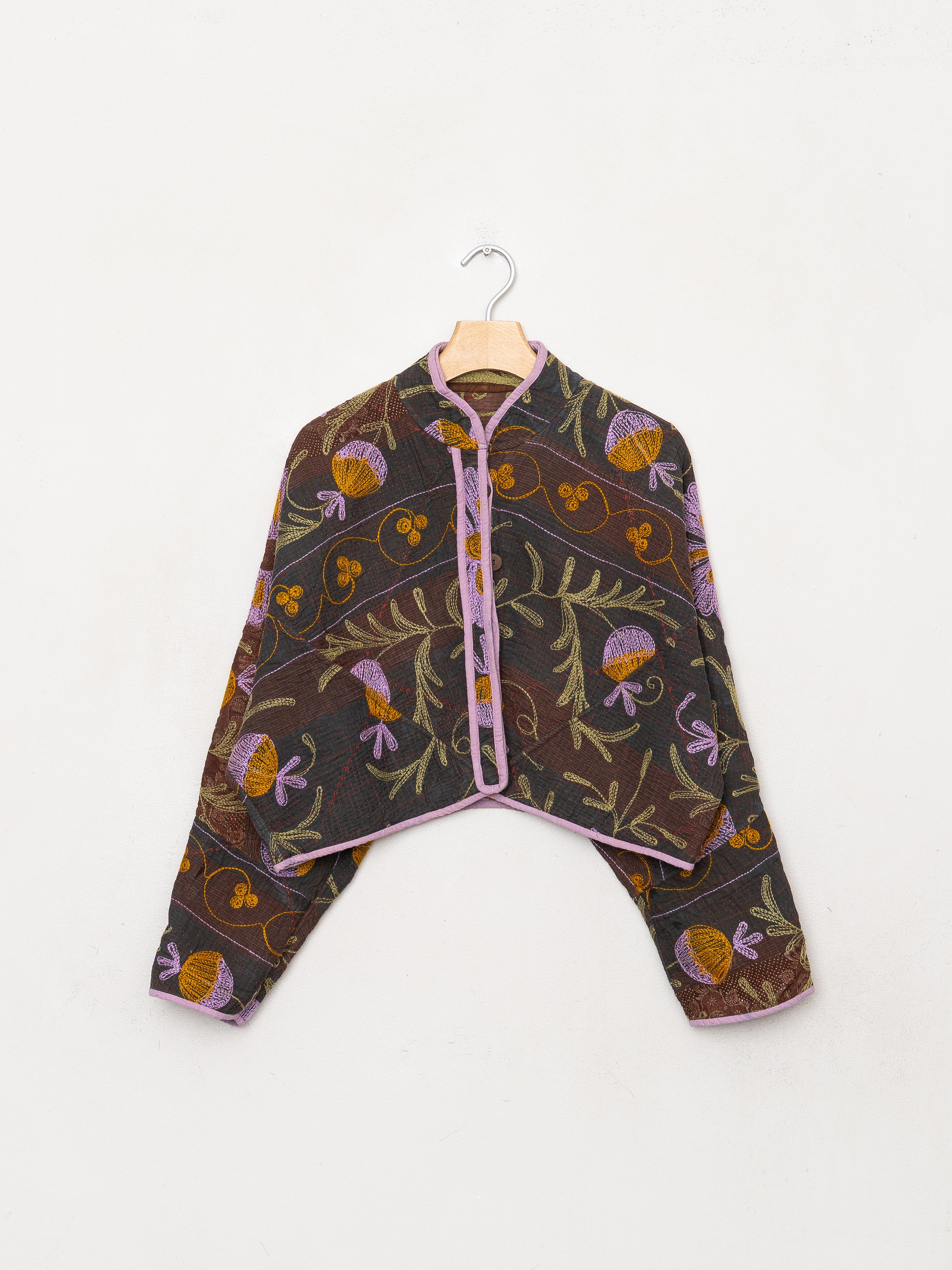 The Kaira Cropped Suzani Quilted Kantha Jacket
