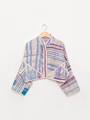 The Kaira Cropped Quilted Patchwork Kantha Jacket