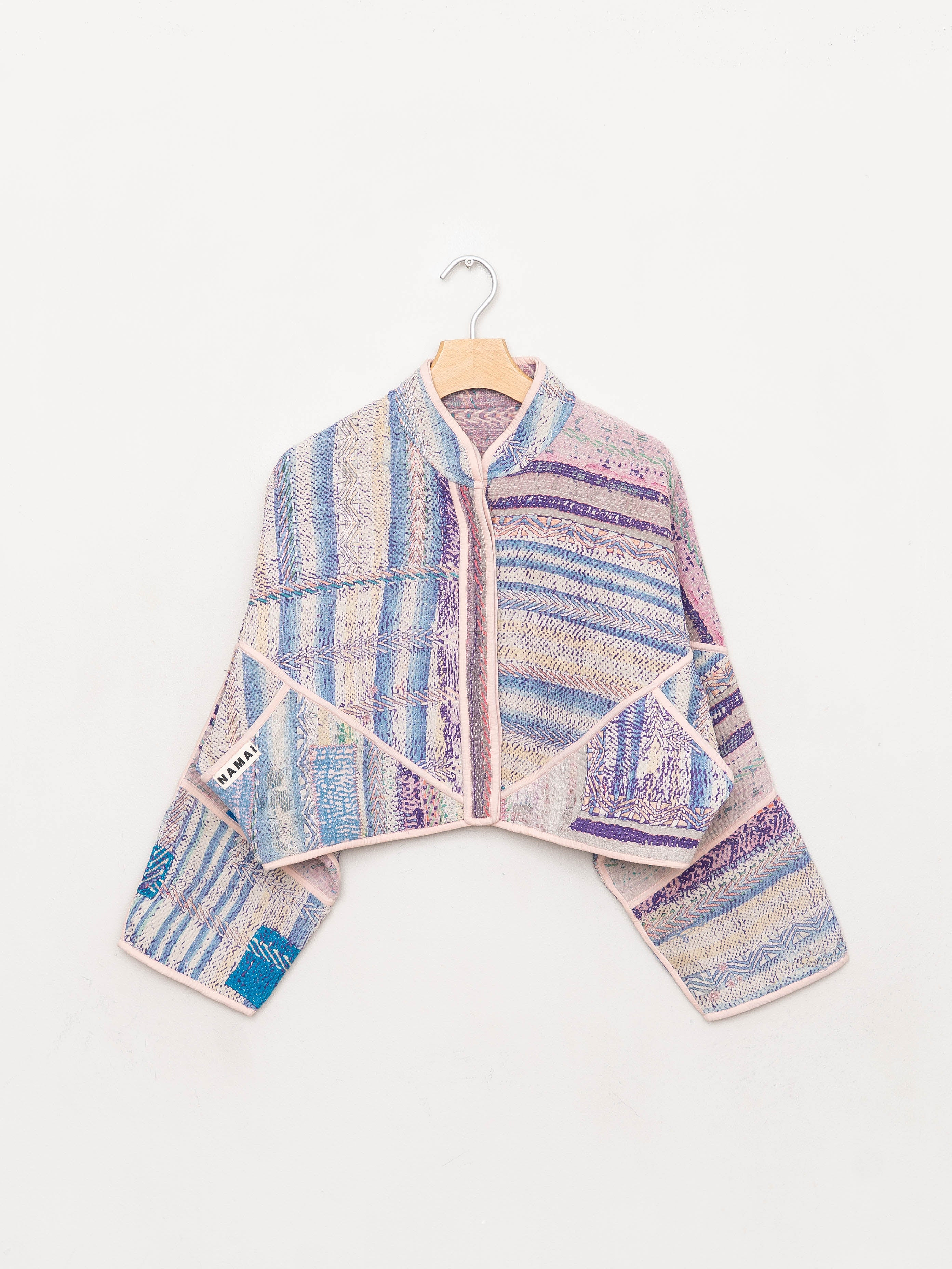 The Kaira Cropped Quilted Patchwork Kantha Jacket